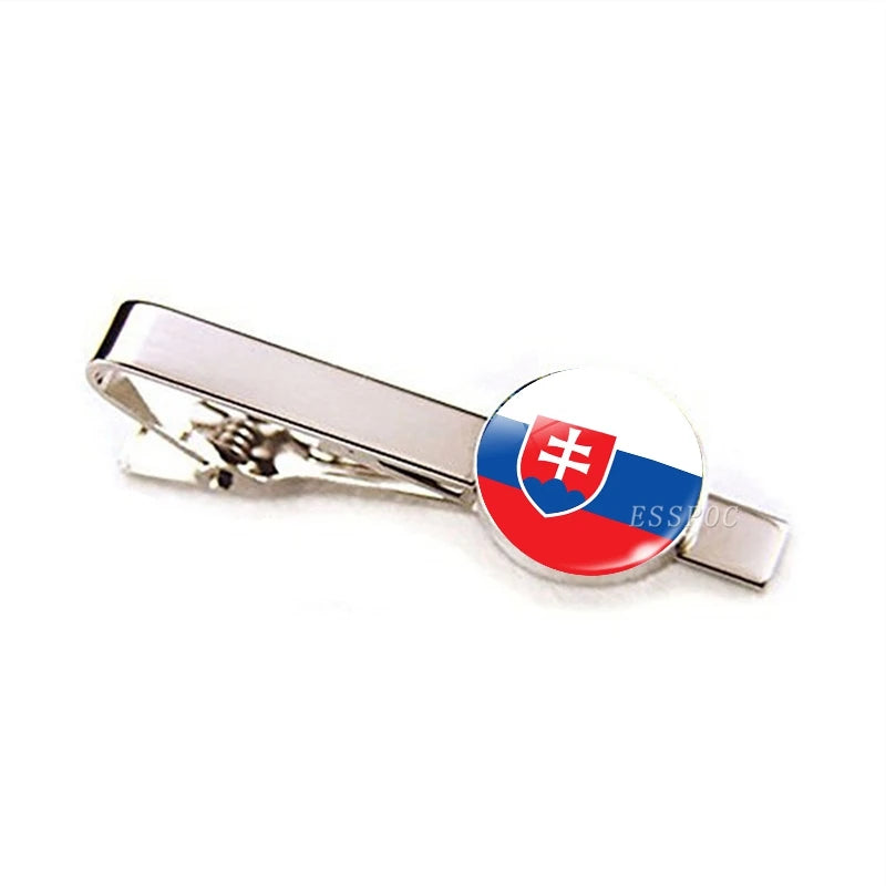 30 Countries National Flag Tie Clips Men Metal Necktie USA Flag Clip Pins Button Wedding Suit Accessories