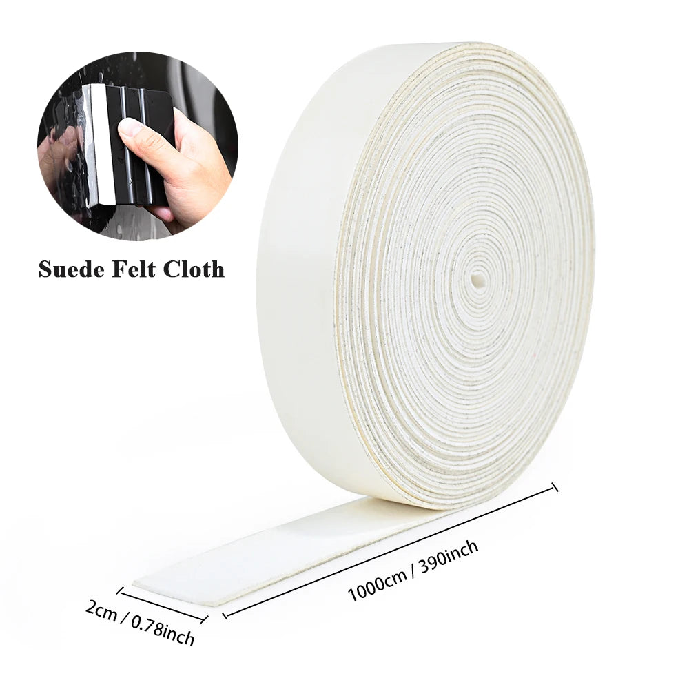 FOSHIO Carbon Fiber Vinyl Wrapping Squeegee Spare Suede Fabric Cloth Car Wrap Tool Window Tint No Scratch Protector Edge