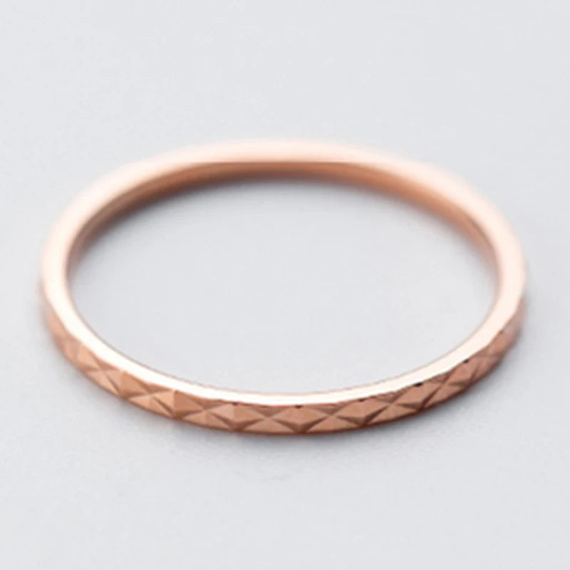 925 Sterling Silver Ring Fashion Simple Glint Gleam Fine Ring Thin Little Finger Ring for Women Jewelry