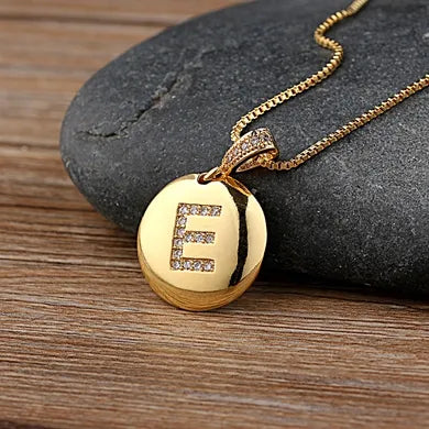 Nidin Women Girls Initial Letter Necklace 26 A-Z Charm Neck Pendants Copper CZ Jewelry Personal