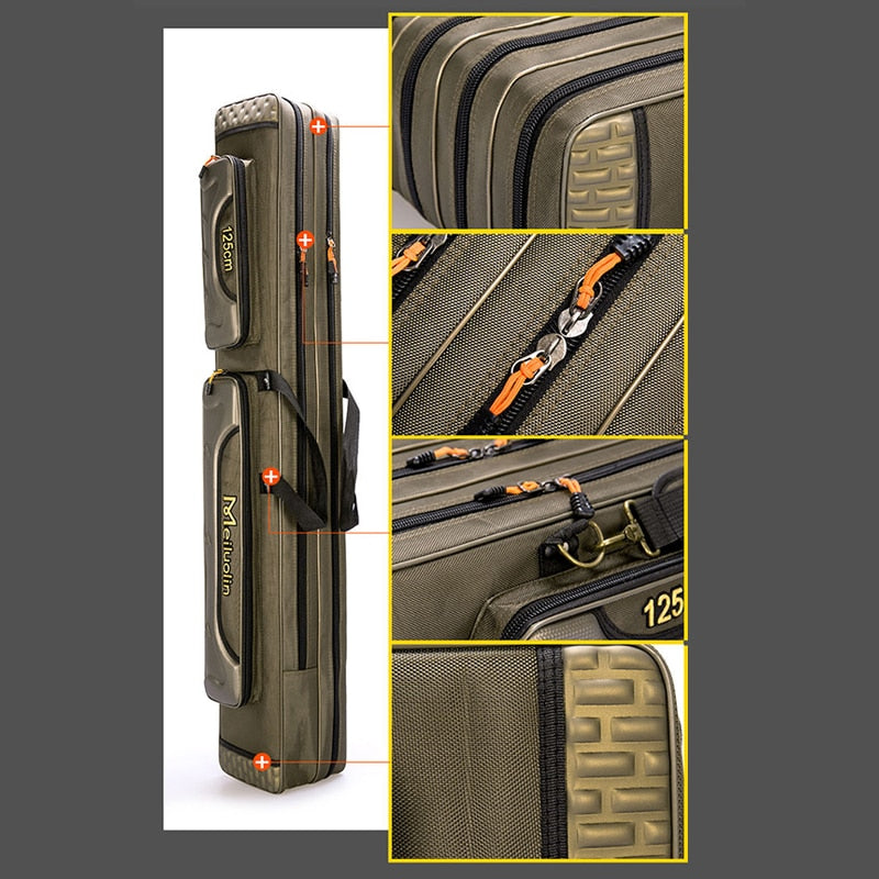80cm 110cm 120cm Thick Oxford Fishing Bags Foldable Fishing Rod Fishing Pole Tools Storage Bag Large Capacity Pesca Bag XA114G
