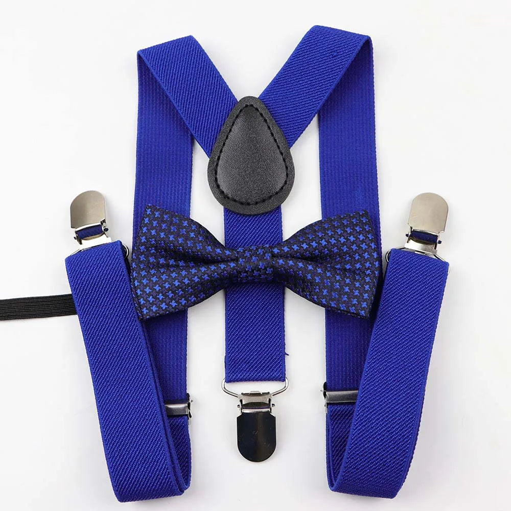 Cartoon Children Belt Bowtie Set Baby Boys Suspenders Polyester Y-Back Braces Two Colors Bow Tie Adjustable Elastic Kids