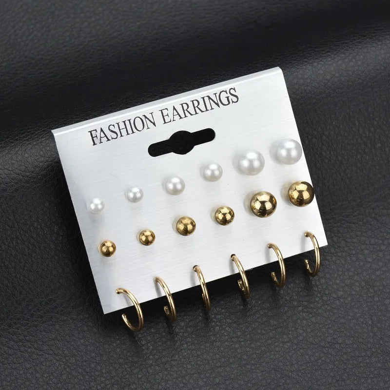 Modyle New Hot Sell Small Stud Earrings Set for Women Girl Punk Stud Earrings Set Personality Party Jewelry Brincos