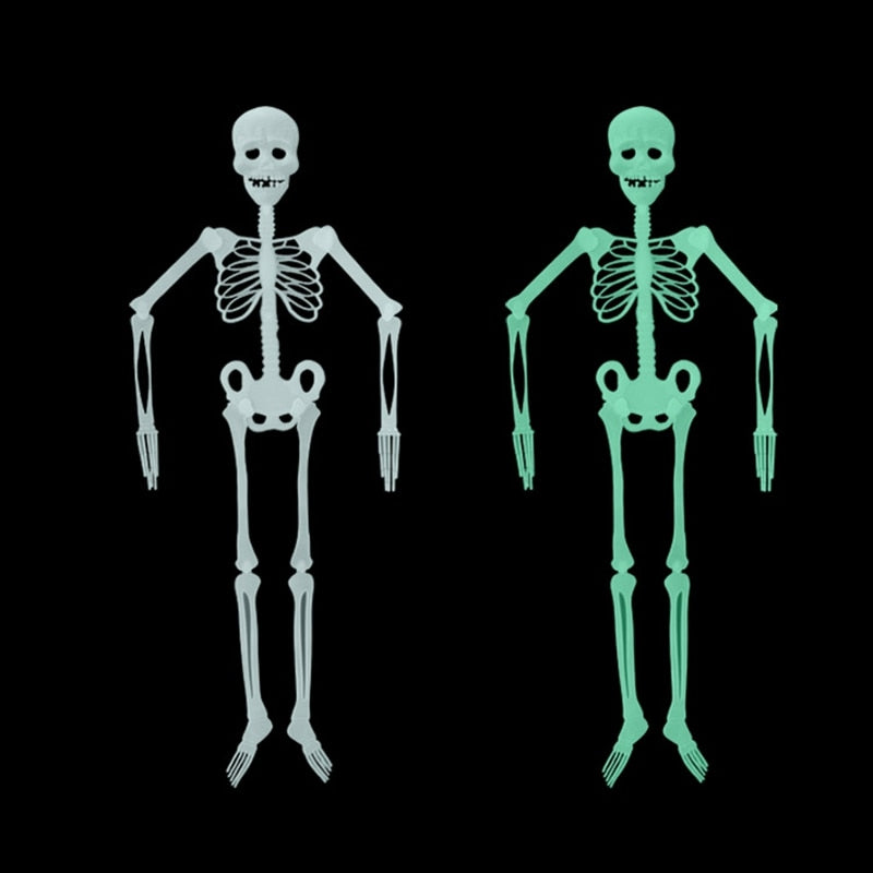 Scary Halloween Props Luminous Hanging Skeleton Halloween Party Home Outdoor Yard Garden Decoration Movable Glow Fake Skull