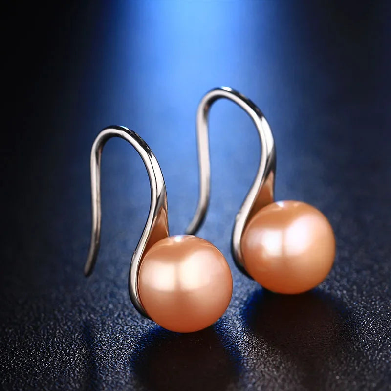 HENGSHENG Trendy Jewelry Earrings 8-9mm Black 100% Nature Freshwater Pearl Earring for Women 925 Silver Earrings