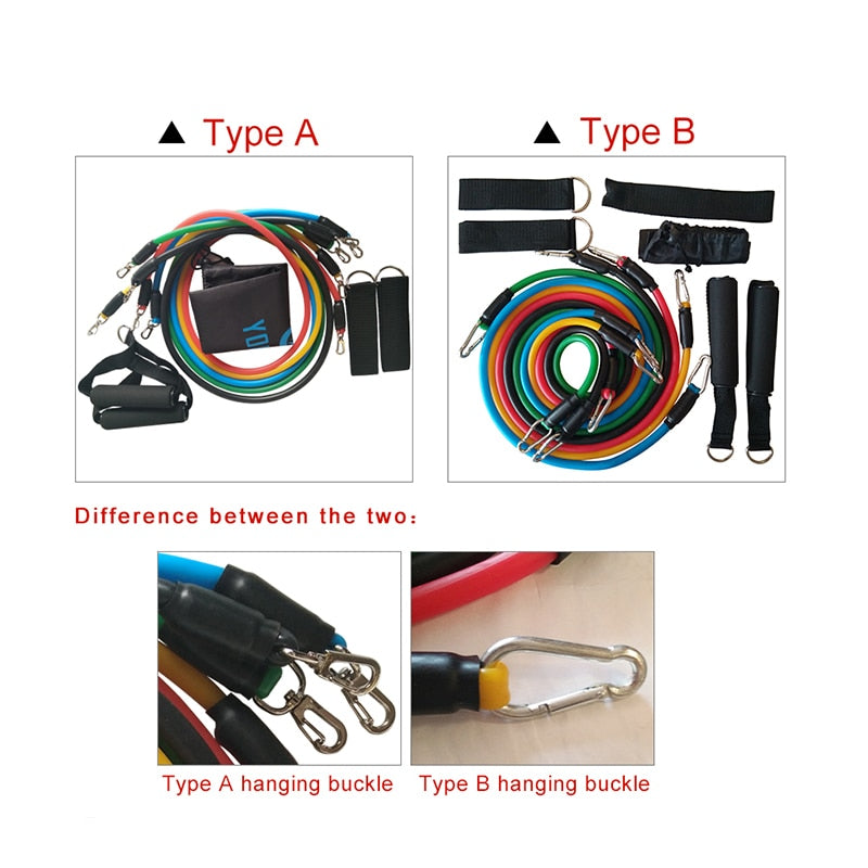 YOUGLE 11pcs/Set Pull Rope Fitness Exercises Resistance Bands Latex Tubes Pedal Excerciser Body Training Workout Yoga
