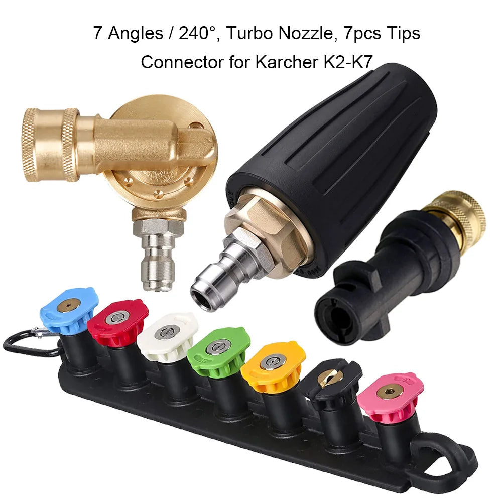 Pressure Washer Gun Adapter for Karcher K Series to 1/4'' Inch Quick Connect Fitting With Power Washer Spray Nozzle Tips