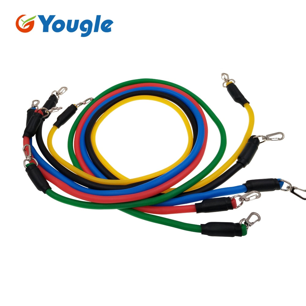 YOUGLE 11pcs/Set Pull Rope Fitness Exercises Resistance Bands Latex Tubes Pedal Excerciser Body Training Workout Yoga