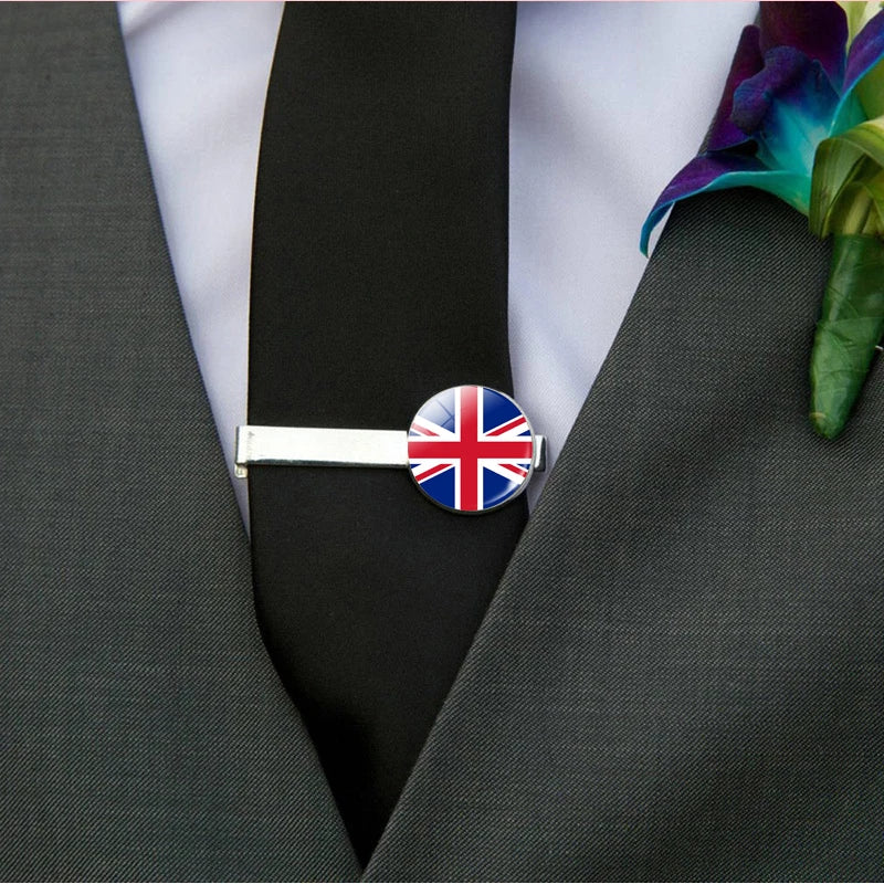 30 Countries National Flag Tie Clips Men Metal Necktie USA Flag Clip Pins Button Wedding Suit Accessories