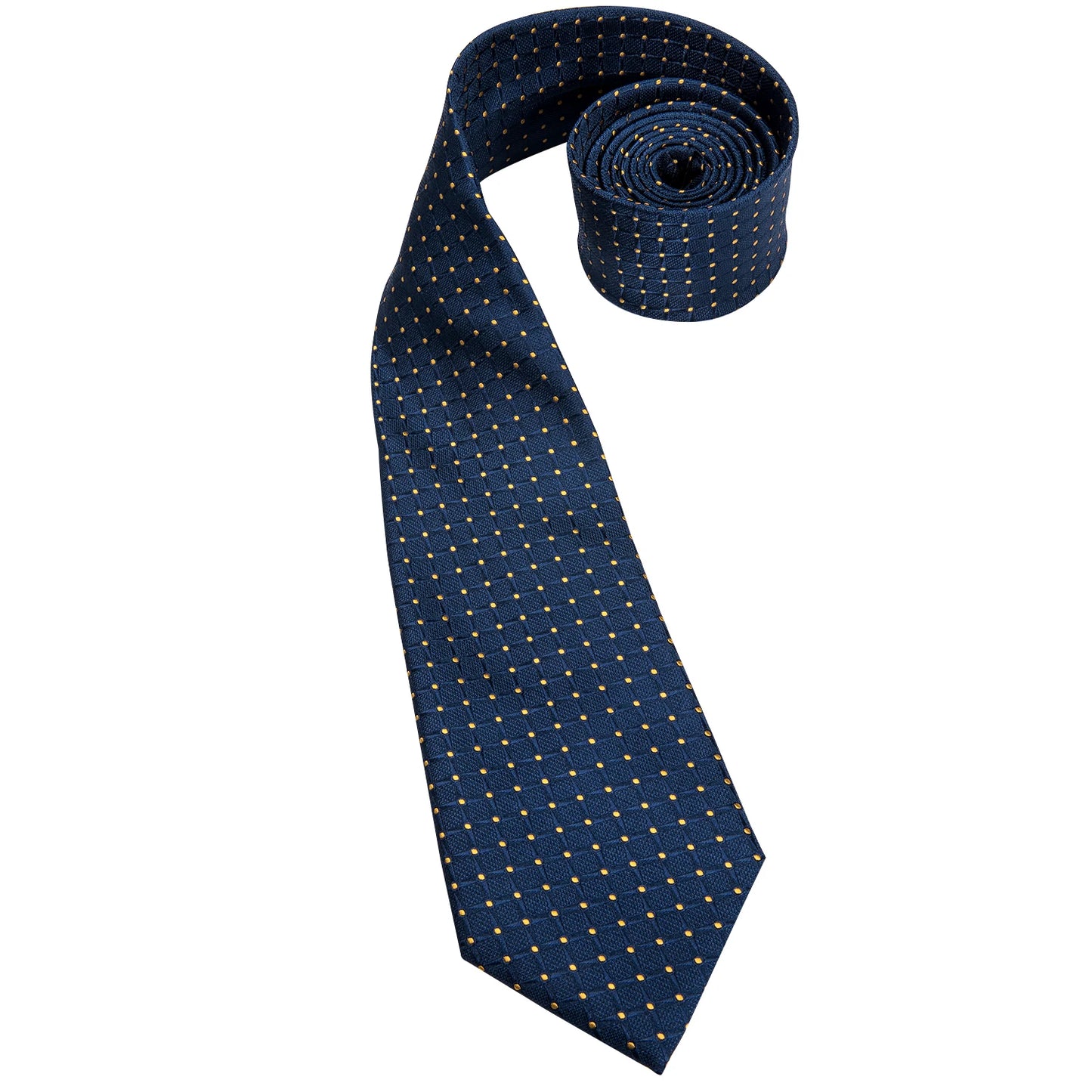 Business Tie for Men Silk Blue Tie Dots Necktie Set Plaid Cufflinks for Wedding Business Tie 150cm Hi-Tie SN-3529