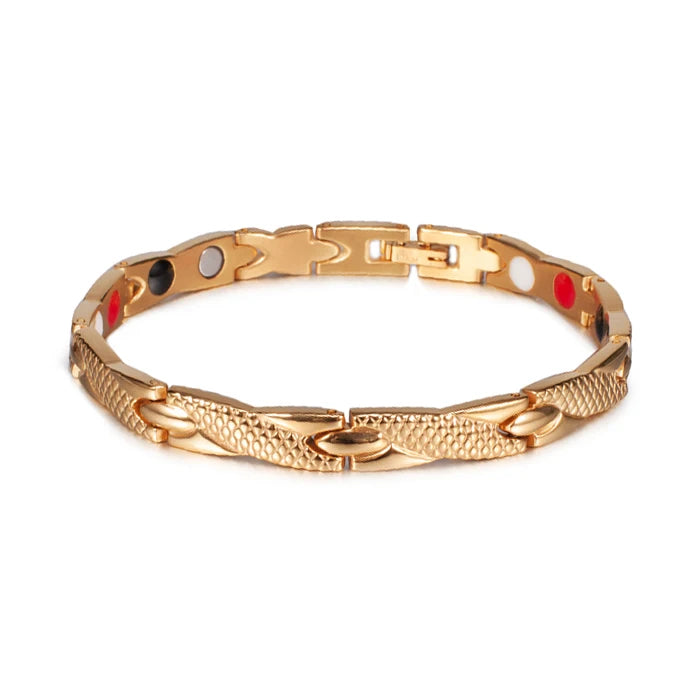 Vinterly Health Energy Bracelet Male Cross Stainless Steel Magnetic Bracelet Men Gold-Color Chain Link Bracelet for Men Jewelry