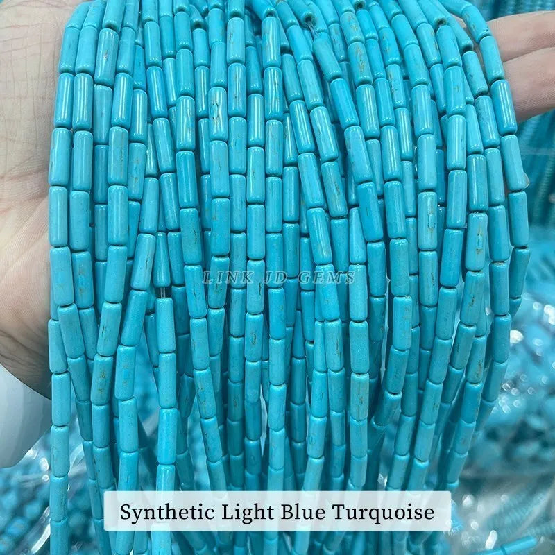 4*13mm Natural Stone Agate Jasper Turquoise Tube Shaped Beads Loose Cylindrical Bead for Jewelry Making DIY Bracelet Accessory