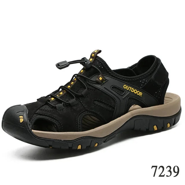 Summer Men's Sandals Leather Men Shoes Men Breathable Design Outdoor Men Leather Sandals Fashion Walking Roman Sneakers