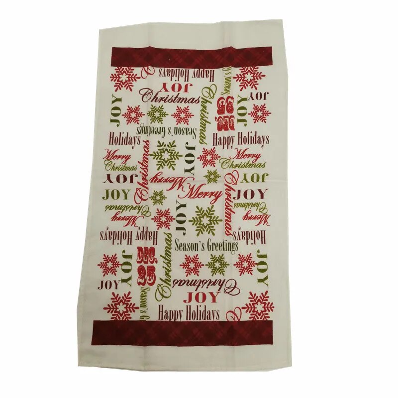 1Pc 38x65cm Thin Christmas Santa Claus Printed Polyester Kitchen Dishcloth Cleaning Cloth Tea Towel Xmas Party