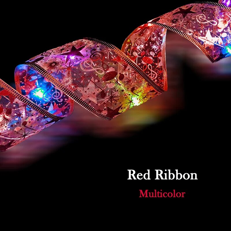 Christmas Decoration LED Ribbon Fairy Lights Christmas Tree Ornaments for Home 2023 DIY Bows Light String Navidad New Year 2024