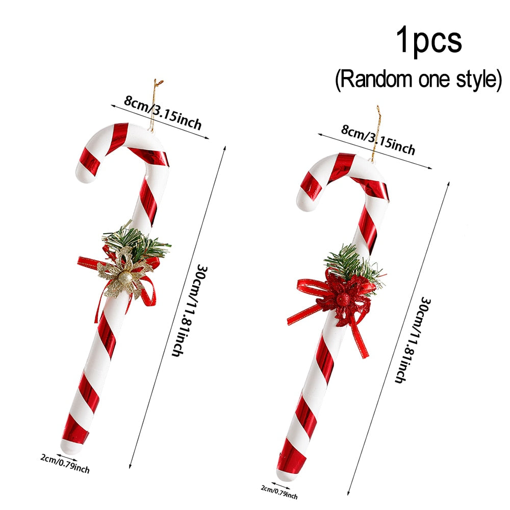 Multi Size Red and White Christmas Candy Canes Christmas Balls Christmas Tree Pendant Family Christmas Decoration New Year