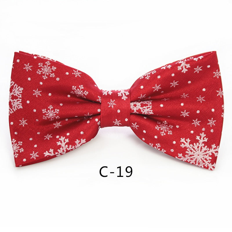 JEMYGINS Christmas Bow Ties for Mens Shirt Snowflake Christmas Tree Pattern Men Silk Bow Tie Christmas