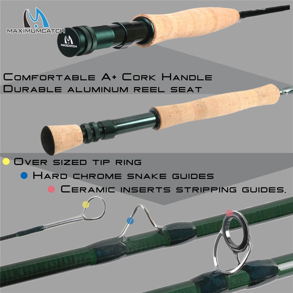 Maximumcatch Fly Rod and Reel Combo 8'4"/8'6'/9'/9'6'' 3/4/5/6/7/8wt Carbon Fishing Rod With Large Arbor Aluminum Reel
