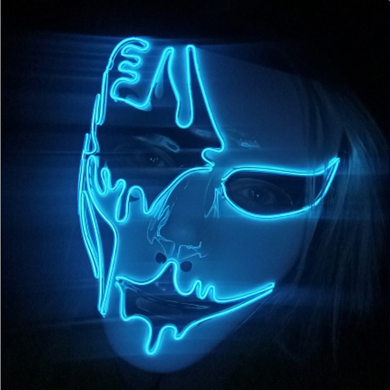 Neon Light LED Mask LED Halloween Scary Mask Cosplay Party Masque Masquerade Masks Halloween Costume Carnival Glow Party Props