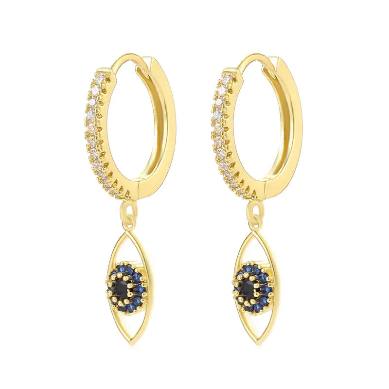 SIPENGJEL Fashion Blue Crystal Turkey Evil Eye Dangle Earrings for Women Gold Plated Cute Unique Earrings Trendy Jewelry 2023