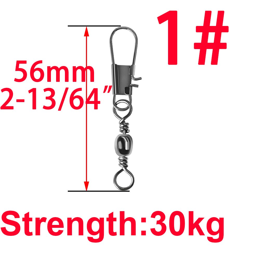 50pcs 14# to 3/0# Swivels Interlock Snap Fishing Lure Tackles Gear Accessories Connector Swivels Pin Bearing Rolling Solid Tool