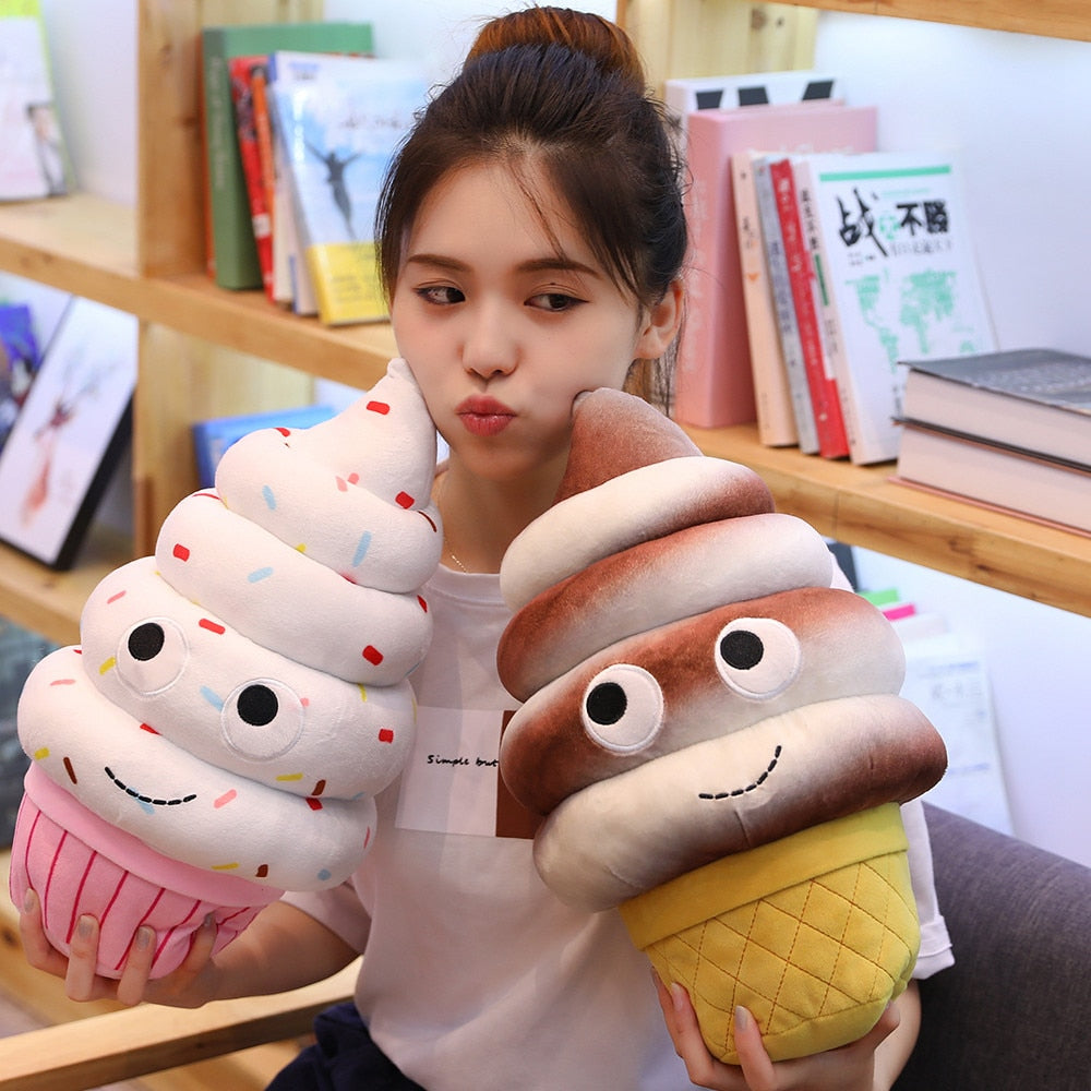 Cute Cartoon Plush Hamburger Ice Cream French Fries Toy Stuffed Food Popcorn Cake Pizza Pillow Cushion Kids Toys Birthday