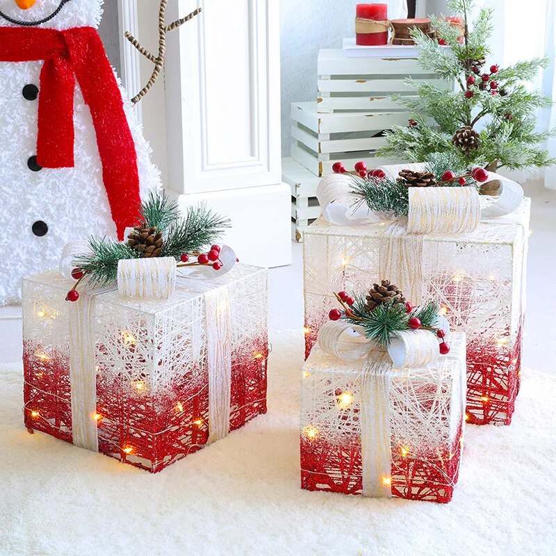Creative Ornaments Christmas Decoration Glowing Christmas Deer Christmas Tree Ornaments Reindeer Family New Year Decoration