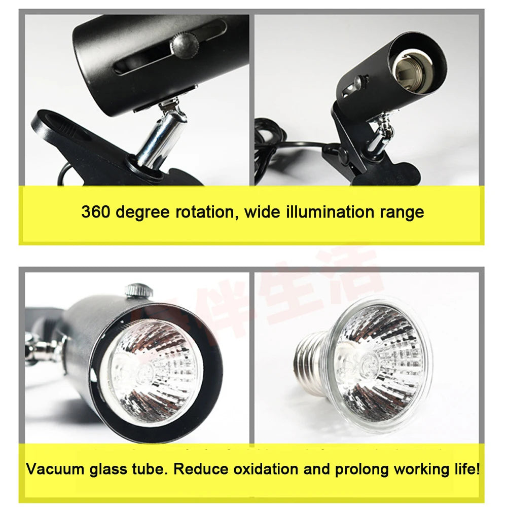 UVA+UVB 3.0 Reptile Lamp Kit With Clip-On Ceramic Light Holder Turtle Basking UV Heating Lamp Set Tortoises Lizard Lighting 220V