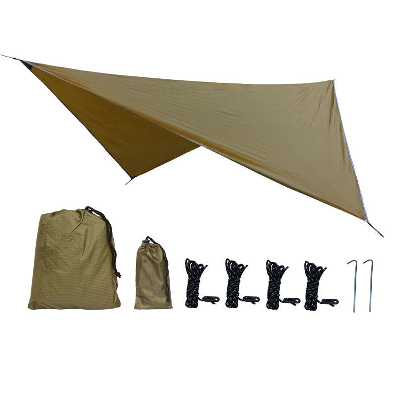 Rhombus Waterproof Tarp Tent Shade Outdoor Camping Hammock Rain Fly UV Garden Awning Canopy Sunshade Ultralight 360x290cm