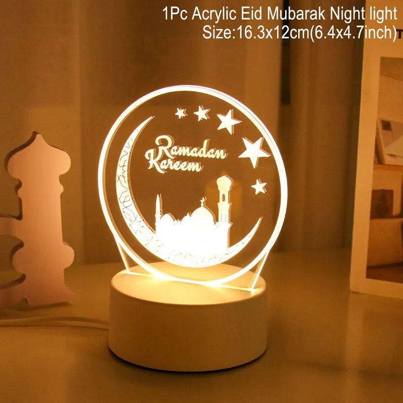 Eid Mubarak Moon Star Light Decor Islam Ramadan Decorations for Home 2024 Islamic Muslim Party Ramadan Kareem Eid Al-Adha