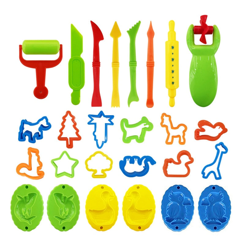 26PCS DIY Slime Plasticine Mold Modeling Clay Kit Slime Plastic Play Dough Tools Set Cutters Moulds Toy for Children Kid