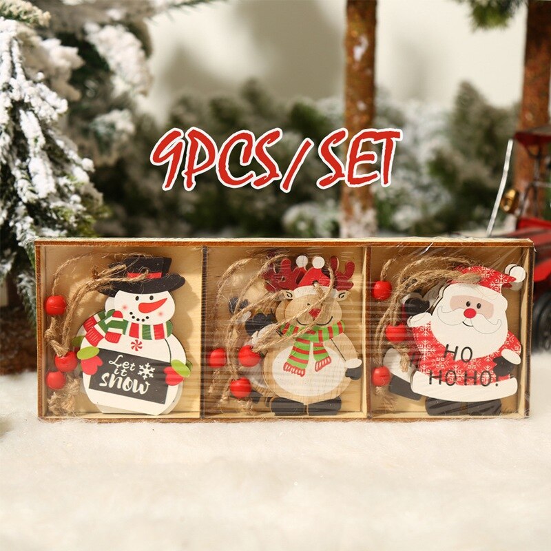 Wooden Christmas Pendant Merry Christmas Decor for Home 2023 Navidad Ornaments C
