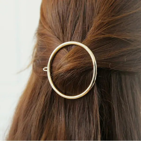 Metal Leaf Hair Clip Barrettes Hairpin Barrette Hair Claws Women Girls Trend Charm Moon Round Triangle