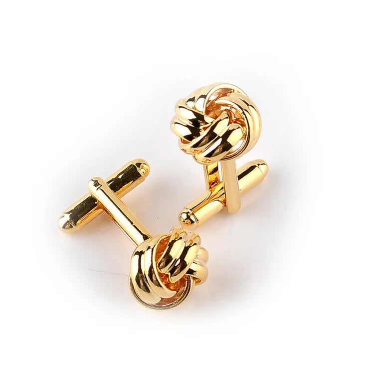 High Quality Knot Cufflinks for Men Shirt Cufflinks Gold Silver Plated Business & Wedding French Grooms Shirt Brand Cuff Links