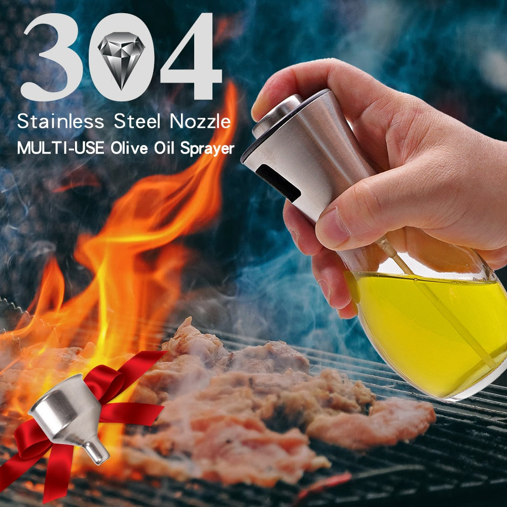 Olive Oil Sprayer Dispenser for Bbq/Cooking/Vinegar Glass Bottle With Leak-Proof, Spice Drops Jar Seasoning Kitchen Tools