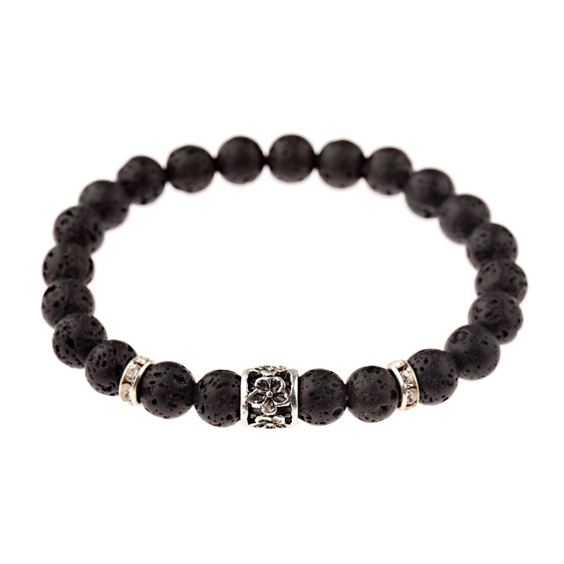 Buddhism Yoga Balance Bracelet Men Bileklik Black Matte Natural Stone Beads Bracelet for Women Braclet Jewelry AB216