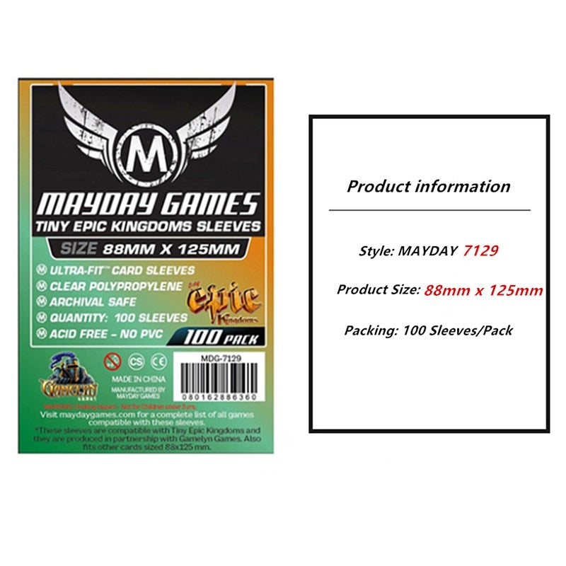 100 Sleeves Board Games MAYDAY Card Game Sleeve Protector Protective Clear Cards Sleeves