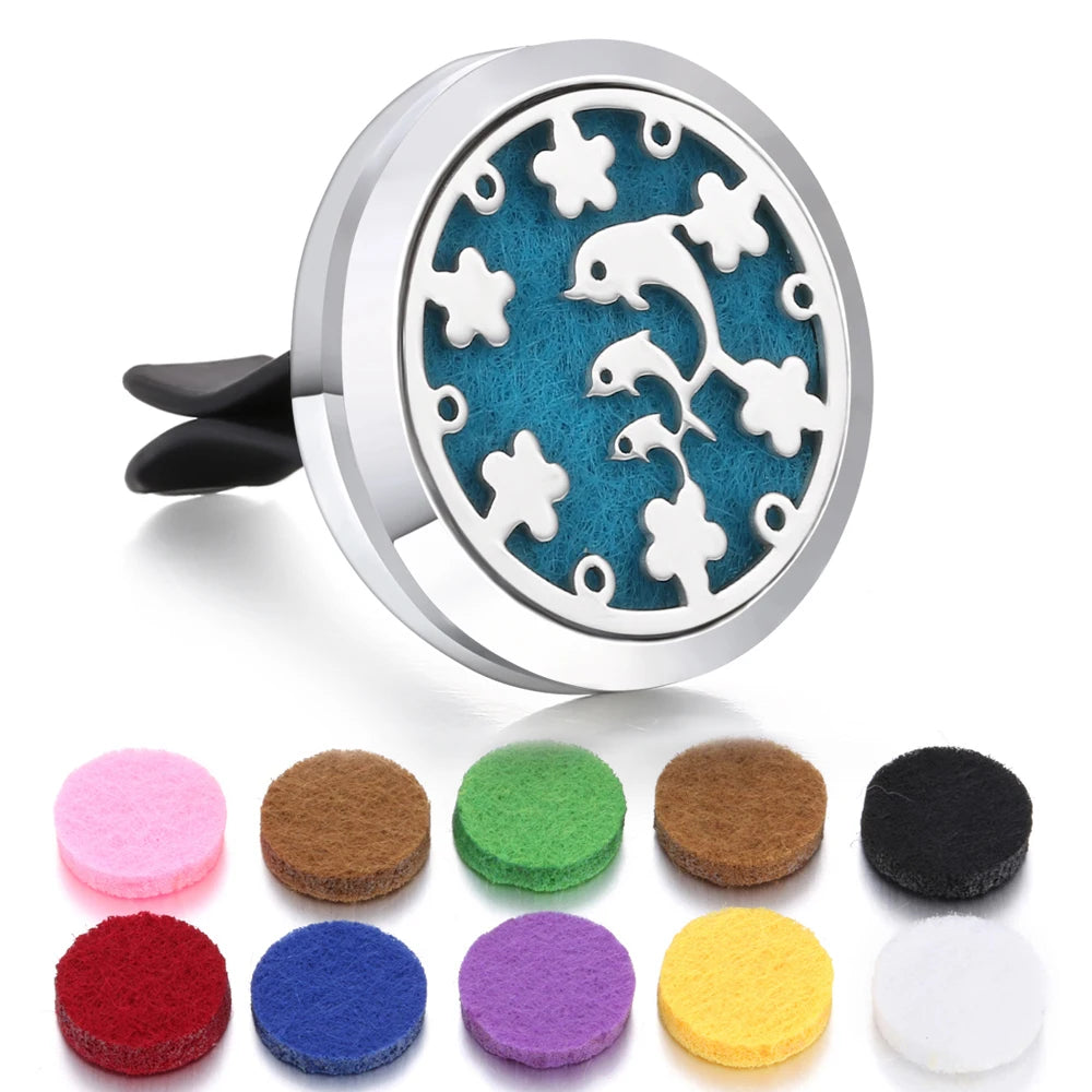 Aromatherapy Jewelry Car Perfume Diffuser Clip 30mm Flower Tree of Life Perfume Essential Oil Diffuser Locket Pendant Necklace