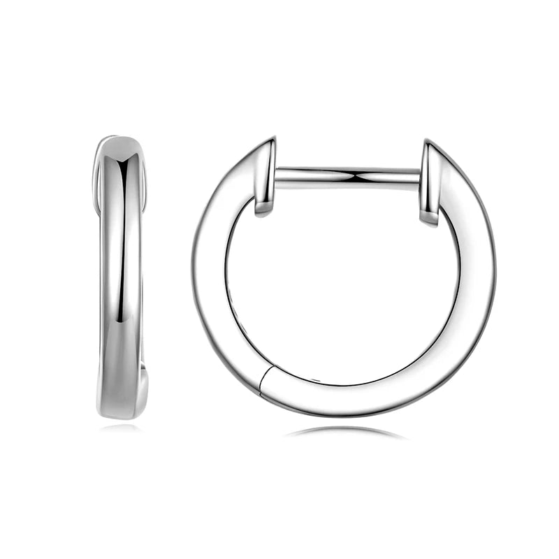 WOSTU 925 Sterling Silver Classic Round Silver Hoop Earrings Authentic Clear Zircon Earrings for Women Jewelry CQE498