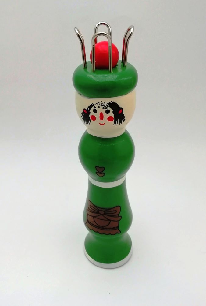 Colorful wooden knitting doll