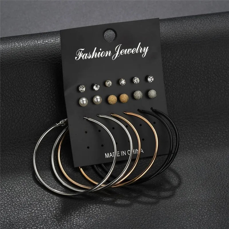 Modyle New Hot Sell Small Stud Earrings Set for Women Girl Punk Stud Earrings Set Personality Party Jewelry Brincos