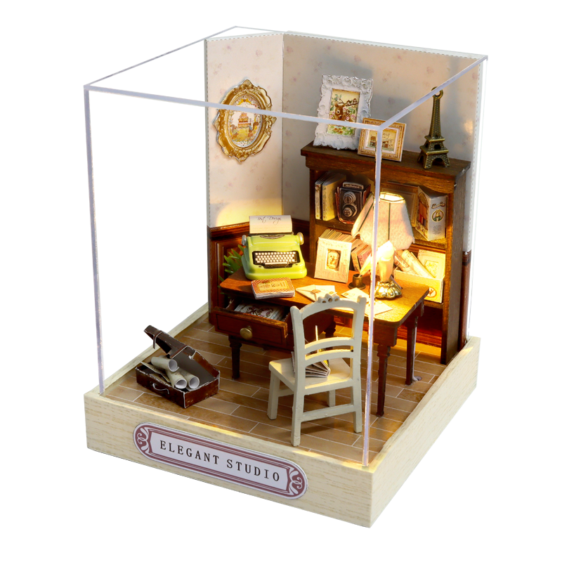 Doll House Furniture Diy Miniature 3D Wooden Miniaturas Dollhouse Toys for Children Birthday Casa Kitten Diary H013