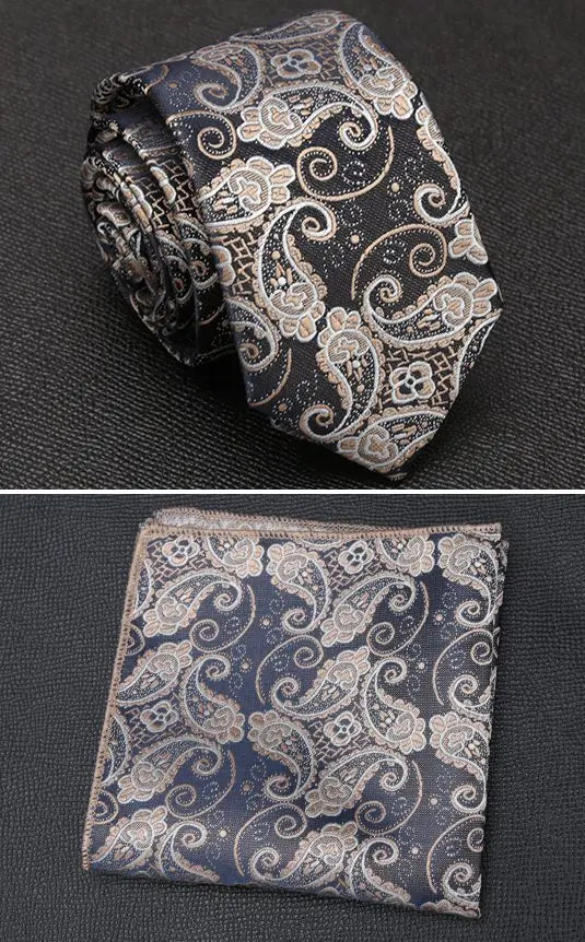 XGVOKH Men Tie Cravat Set Fashion Wedding Ties for Men Hanky Necktie Dot Striped Gravata Jacquard Tie Social Party Accessories