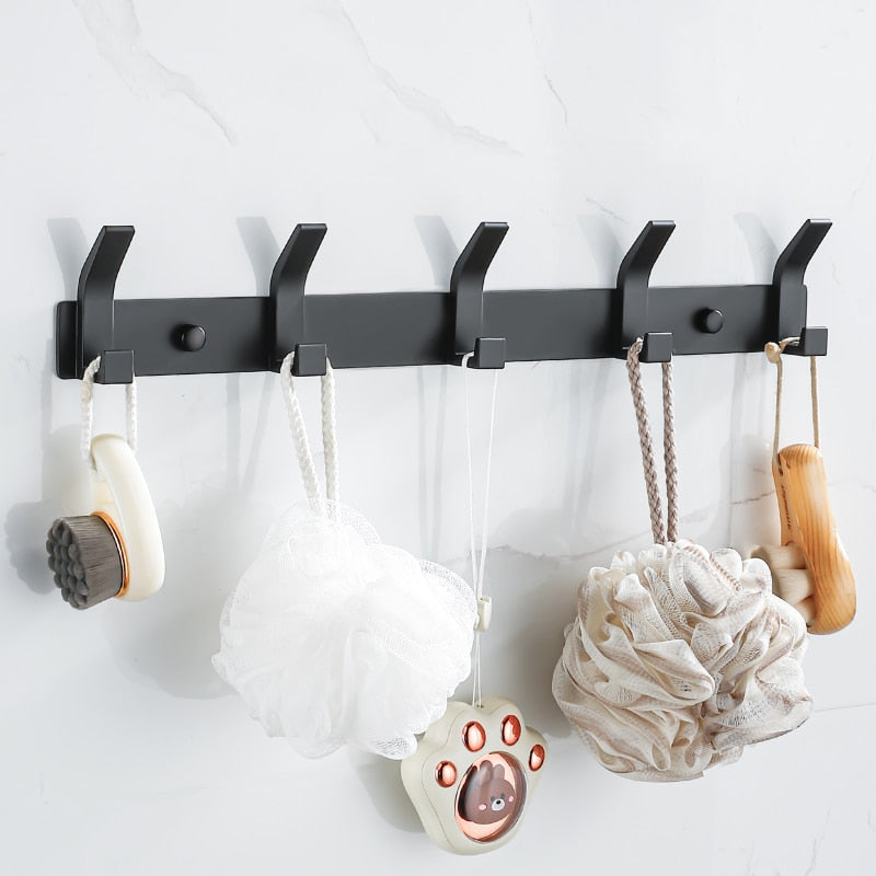 Modern Hanging Hooks for Wall Aluminium Black Towel Holder Bathroom Door Clothe