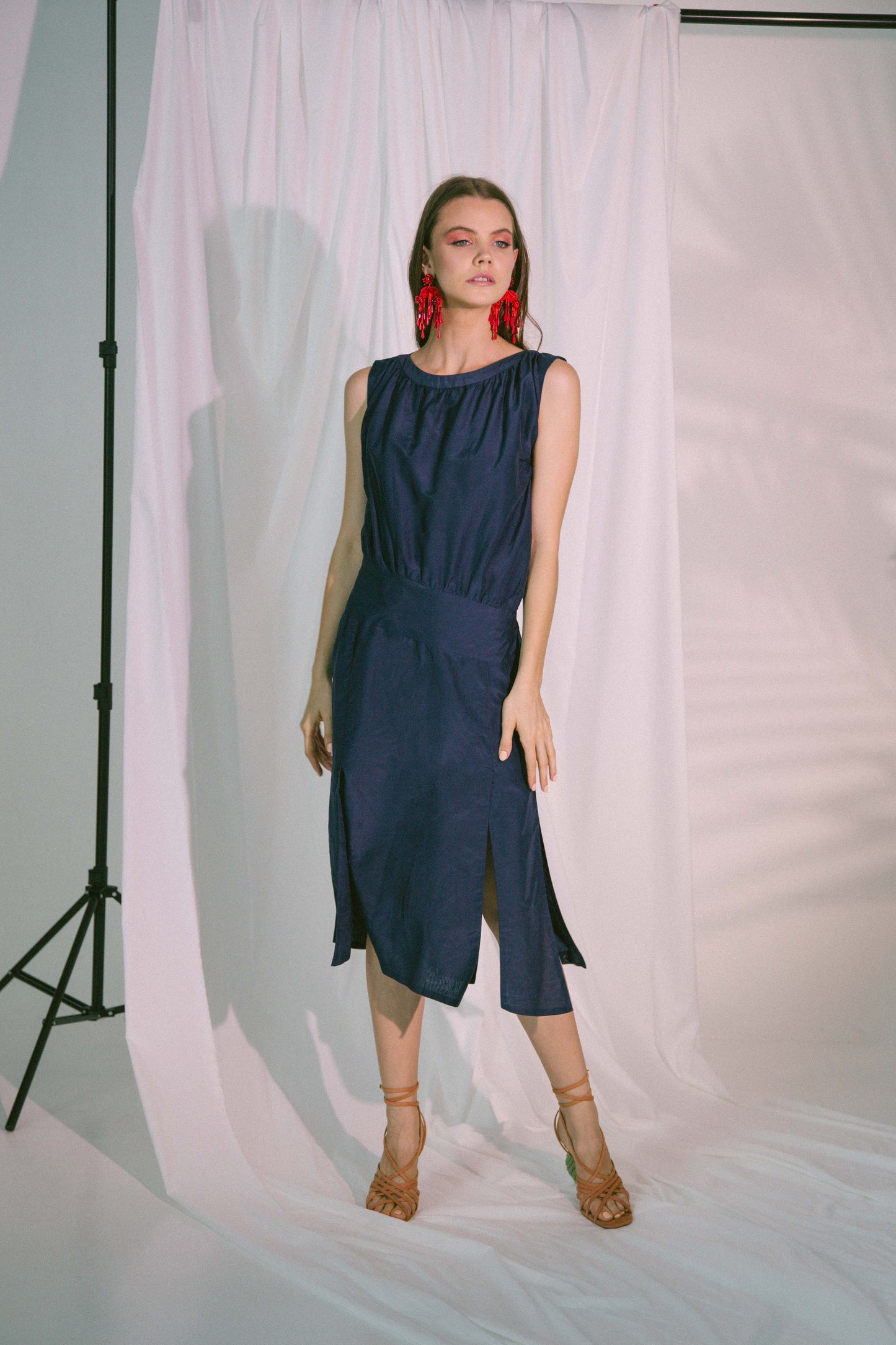 Agape Midi Dress in Navy