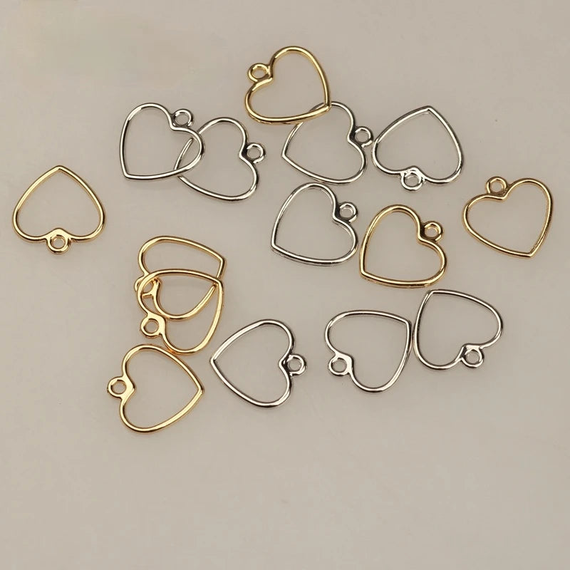 20pcs/Lot 12MM Zinc Alloy Mini Sweet Hollow Love Heart Shape Charms for DIY Earrings Jewelry Making Accessories