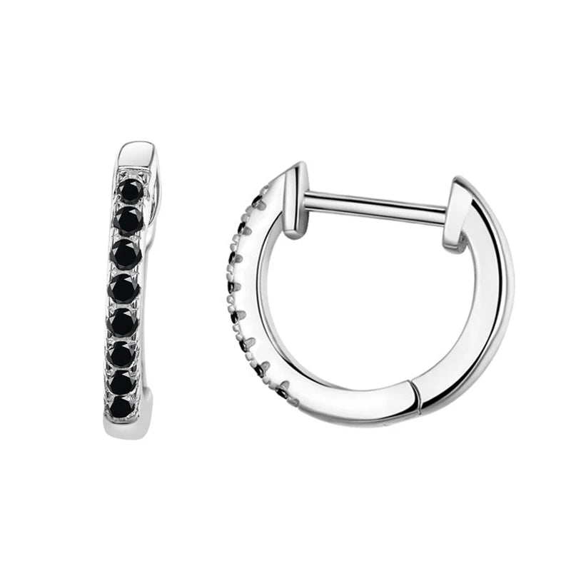 WOSTU 925 Sterling Silver Classic Round Silver Hoop Earrings Authentic Clear Zircon Earrings for Women Jewelry CQE498