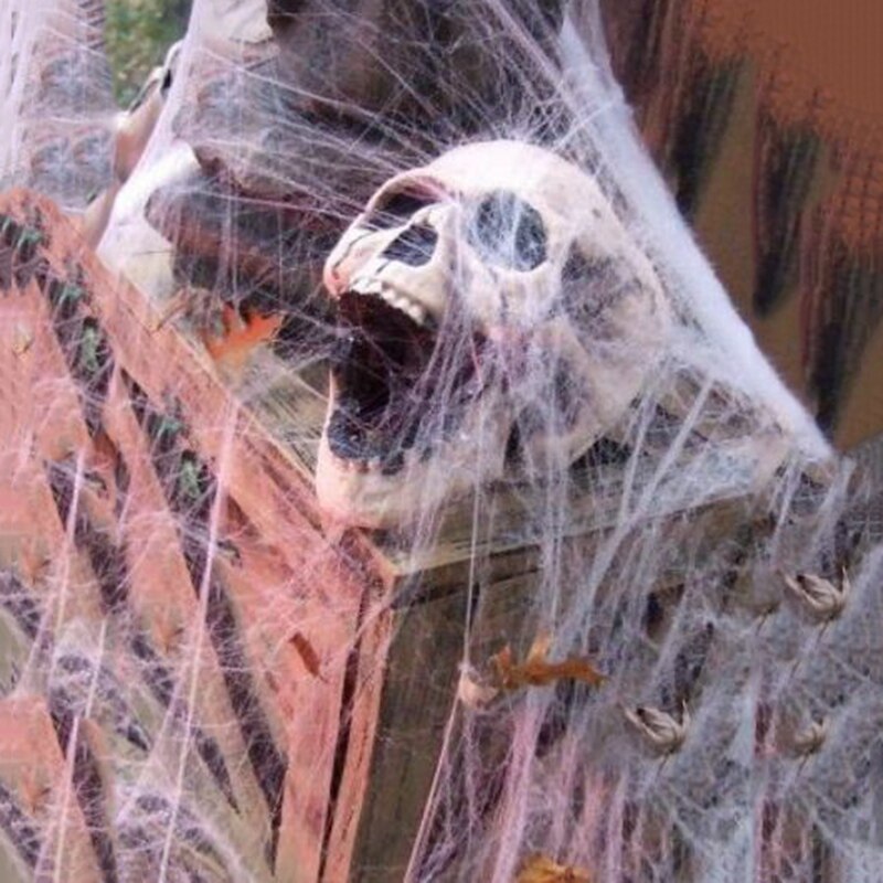 Halloween Prop Skull Skeleton Horror Tombstone Skull Gauze Decoration Halloween Home Garden Decor Haunted House Scary Party