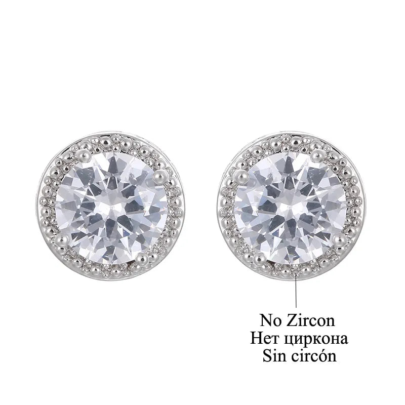 Classic Green AAA Cubic Zirconia Stud Earrings Round Crystal Girl Ear Studs for Women Multicolor Jewelry Brincos AE176