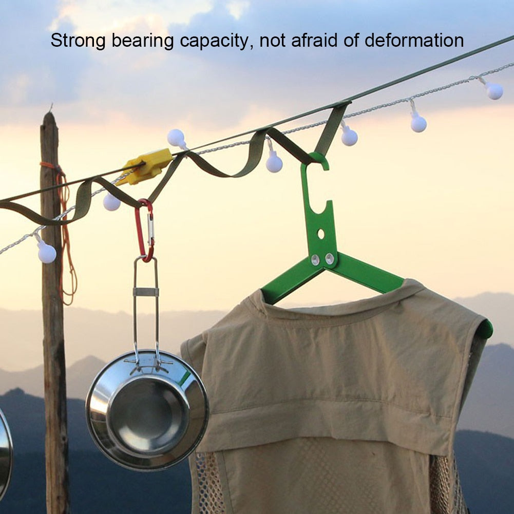 New Aluminum Alloy Folding Clothes Hanger Outdoor Camping Coat Drying Rack Space